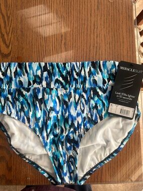 Miraclesuit Blue Multi-Print High-Waist Swim Bottoms